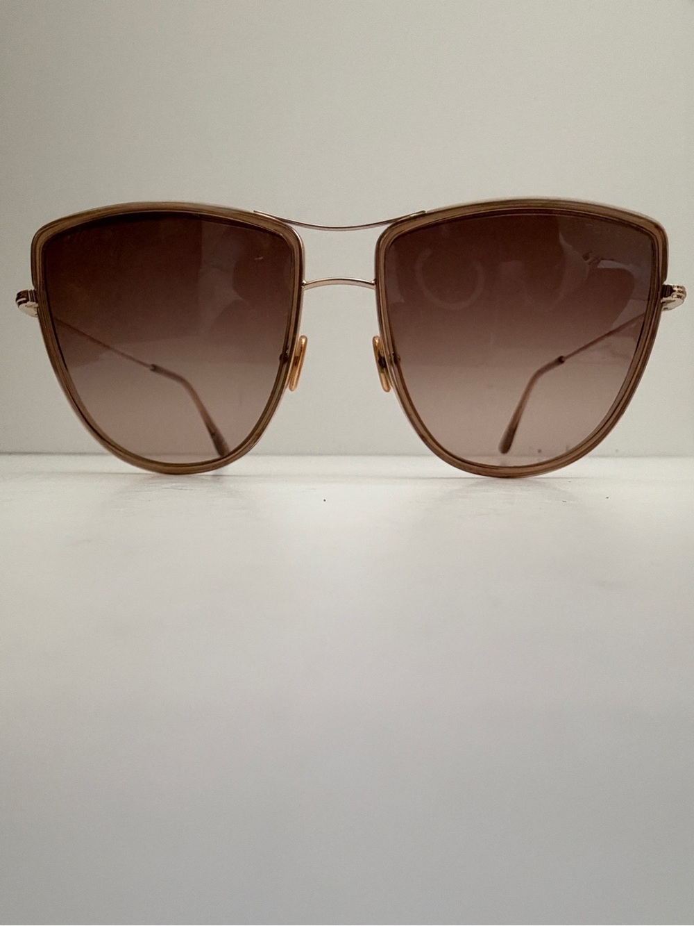 Tom Ford Rose Gold & Brown Gradient Oversized Sunglasses